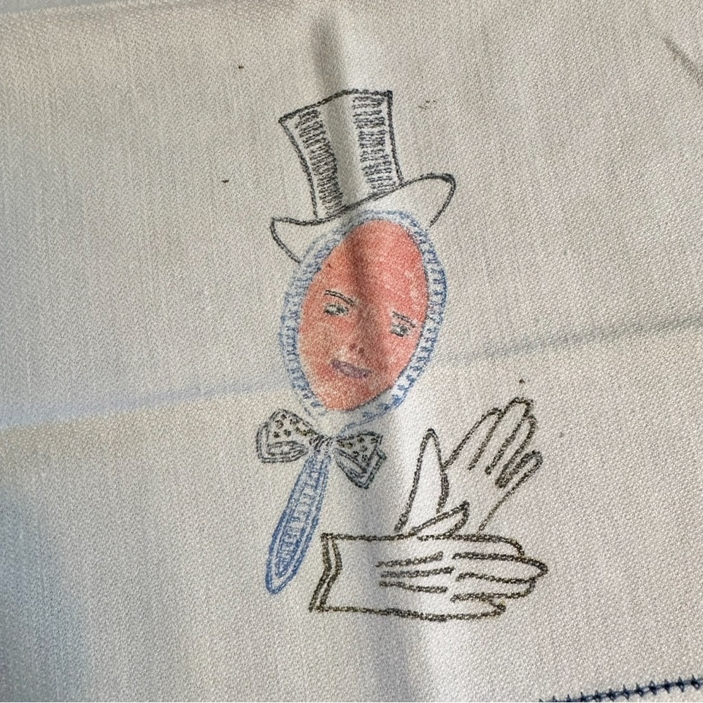 Vintage pair of Fingertip Towels Anthropomorphic Hand Mirror Hat & Gloves - Picture 3 of 9